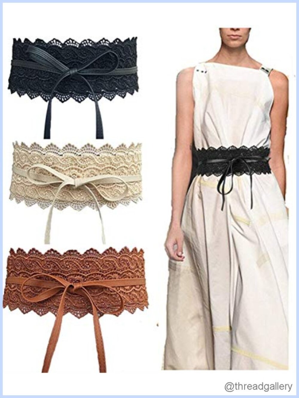 Faux Leather Belt Bow Tie Wrap Corset Band 3-Pack Set